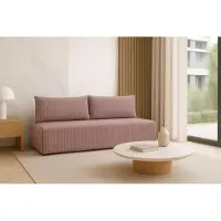 Sofello Canapé LUNO avec fonction sommeil rose - Canapé moderne en velours côtelé pour votre salon, surface de couchage : 204×144 cm