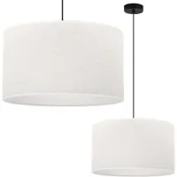Light11 HOME Lampe à suspendre noire jute 1 abat-jour plat blanc 40 cm E27