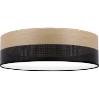 Light11 HOME Lampe de plafond Wood Plexi noir 50cm E27 chêne doré