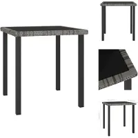 vidaXL Table de jardin Gris 70x70x73 cm Poly Rotin - Tables de jardin