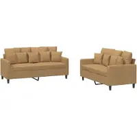 Syfax Ensemble de canapés 2 pcs avec coussins Marron Velours