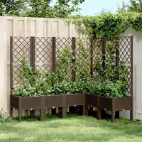 Prolenta Maison Exclusive - Bac à plantes avec treillis brun 160x120x142 cm PP