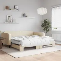 Prolenta Maison Exclusive - Canapé-lit convertible avec matelas, couleur crème, 100 x 200 cm, tissu