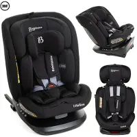 Bebelissimo - Hellios - Siège enfant 40-150 cm - 360° - RWF/FWF - ISOFIX - TOP TETHER - Harnais 5 points - Appuie-tête réglable - black