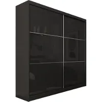 MargaretHadas24 Armoire Vena de 200 cm avec 2 portes coulissantes Armoire à portes coulissantes (couleur : noir, lacobel noir)