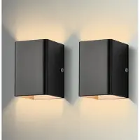 Lapamax Lot de 2 appliques murales LED d'intérieur, lumière blanc chaud, 5 W, en aluminium, pour chambre, couloir, salon et escalier, noir