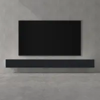 Doporro Meuble TV Bas 320x40,2x30cm Armoire TV Blanc Mat + Gris Noir Mat Table de Télévision Salon avec Portes Meuble TV Suspendu MBTV02