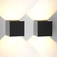 ZMH led wall light 2 black wall light modern top and bottom warm white IP65 waterproof 5W adjustable beam
