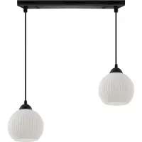 Light11 HOME Suspension Riffle noir 2 flammes verre blanc sphère E27