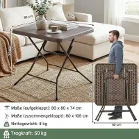 StarTech.com Table pliante - Table de jardin/camping - Dimensions 80 × 80 × 74 cm - Carrée - Pieds en acier inoxydable - Portable et résistante - Pour 4 personnes - Marron chocolat