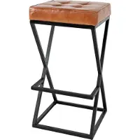 FURNLUX Tabouret de bar Avola Marron clair Et Noir 38cm / Couleur principale : Marron / Dimensions : 38 x 74 x 38 cm