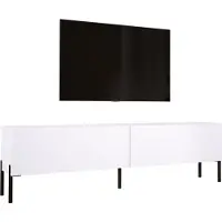 3Xeliving MEUBLE TV : Blanc mat avec pieds en noir, 170 x 52 x 32 cm