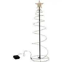 Spetebo Arbre de Noël en spirale avec 80 LED dorées - hauteur env. 60 cm - fonctionne sur piles pour l'intérieur et l'extérieur