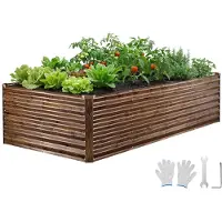 StarTech.com Potager surélevé en métal - Potager rectangulaire 240 x 120 x 62 cm - Pour l'extérieur - Potager/parterre de fleurs - Gants de jardinage inclus - Kit de bacs à plantes - Châssis de culture