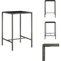vidaXL Table de bar de jardin Gris 70x70x110 cm Poly rotin et verre - Tables de jardin