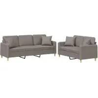 Syfax Ensemble de canapés 2 pcs avec coussins taupe tissu