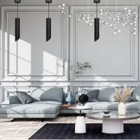 Silamp Suspension Luminaire Biseautée GU10 IP20 30cm Noir