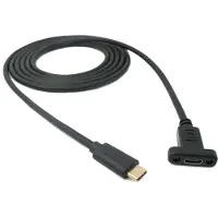 System-S Câble USB 3.1 1,8 m type C mâle vers femelle vis en noir