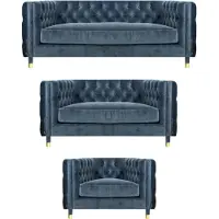 AEA Designer Luxus Set Sofas Chestefield Wohnzimmer Textil Sofagarnitur