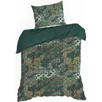 Eurofirany | Garniture de lit - Housse de couette - 140 x 200 cm - Vert Or - Mosaïque - Linge de lit - 100% Coton