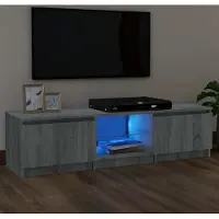 Prolenta Meuble TV exclusif - Étagère TV avec éclairage LED, gris Sonoma, 140x40x36 cm