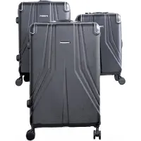 Almina 3 pcs. Set de valises avec 4 roues coque dure avec protection des bords pivotant à 360° Anthracite