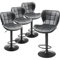 StarTech.com Tabouret de bar (lot de 4) - Tabouret de comptoir avec dossier - pivotant à 360° - hauteur réglable - cuirPolyuréthane- avec repose-pieds - charge max. 149,7 kg - noir