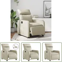The Living Store Fauteuil relax électrique Crème Similicuir