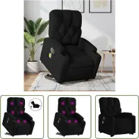 The Living Store Fauteuil de massage électrique avec releveur Noir Tissu