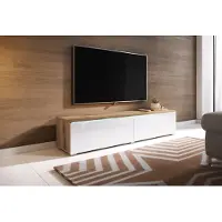 MINIO go for it , armoire TV "DONNA", 140cm, fixe, suspendue, chêne Wotan/blanc brillant