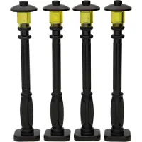 LEGO City : 4 lanternes en noir avec lampe jaune