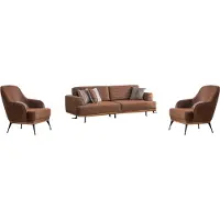 AEA Canapé moderne trois places et fauteuil marron Ensemble de meubles rembourrés pour le salon