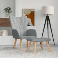 Prolenta Maison Exclusive - Fauteuil de détente avec repose-pieds, tissu gris clair