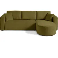 Best Mobilier Miro - canapé d'angle réversible - 4 places - convertible avec coffre - en velours texturé , Vert Olive