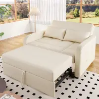 Merax Canapé-lit multifonctionnel - Dossier réglable, Canapé-lit 180x127 cm, Canapé 2 en 1 peu encombrant avec coussin, Beige