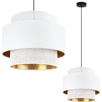 Light11 HOME Asti Trio Lampe À Suspendre Blanc Or 35Cm Résille