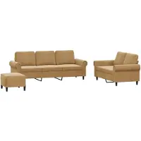 Syfax Ensemble de canapés 3 pcs avec coussins Marron Velours
