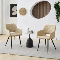 CLIPOP Chaises de salle à manger, set de 2, similicuir, pour salle à manger, bureau, beige
