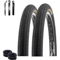 Messingschlager 2 pneus de vélo Kenda 20" Kiniption K-1016 noirs 54-406 (20 x 2,25) + 2 chambres à air adaptées DV, démonte-pneus maxxi4you inclus