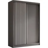 AX Living Armoire portes placard coulissantes Cabinio gris blanc 150cm