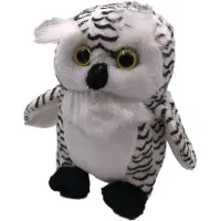 Onwomania peluche tissu animal neige hibou grands yeux blanc 14 cm