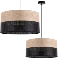 Light11 HOME Lampe à suspendre individuelle, abat-jour classique en placage de chêne, 44 cm