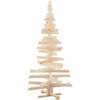 Syfax Arbres de Noël avec support Naturel 150 cm Bois massif en pin