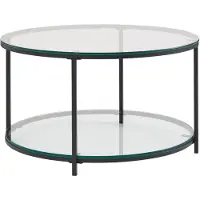 Wohnling Table basse 80x80x45 cm verre / métal table de salon ronde moderne |