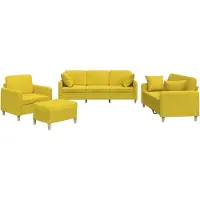 Syfax Ensemble de canapés 4 pcs avec coussins jaune clair tissu