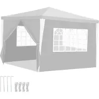 Izrielar Tente de réception avec parois latérales, porte à fermeture éclair et fenêtres, protection anti-UV, 3 x 3 m, blanche