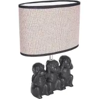Ed Brubaker Lampe de table ou de chevet Singe Smileys - Lampe de table avec pied en céramique et abat-jour en tissu - 35,5 cm de hauteur, Noir Beige