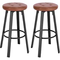 Merkloos Barkstuhl 2er set - Braun - Ergonomique - Dossier - Similicuir - Hauteur d'assise 60-82cm - Cadre métallique - Repose-pieds - Multifonctionnel