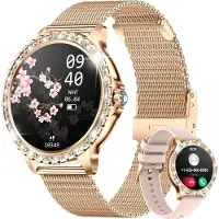 Mc star Montre intelligente pour femmes avec fonction téléphone, 1.32" diamant montre fitness pour femmes pour IOS Android avec moniteur de sommeil, montre cardio, oxygène du sang, cycle menstruel
