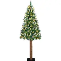 vidaXL 2025 cloris Sapin de Noël élancé avec 300 LED vertes et blanches 180 cm - Sapins de Noël artificiels Sale5555365 2parcel